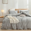 BESTOUCH Duvet Cover Set 100% Washed Cotton Linen Feel Super Soft Comfortable by BESTOUCH