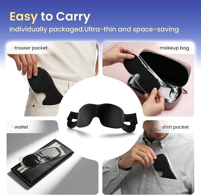 100 Packs Disposable Sleep Masks Bulk, Soft Eyemasks Adjustable - Image 3