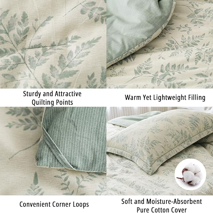 LEMIROE Botanical Cotton Comforter King Size - Image 5