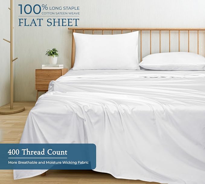 400 Thread Count 100% American Grown Cotton Flat Sheet - Image 4