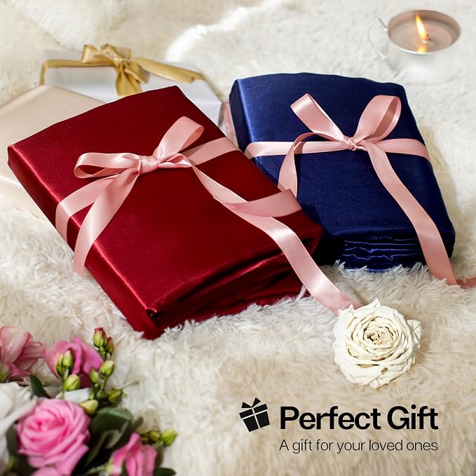 MR&HM Satin Bed Sheets, Full Size Sheets Set - Image 8