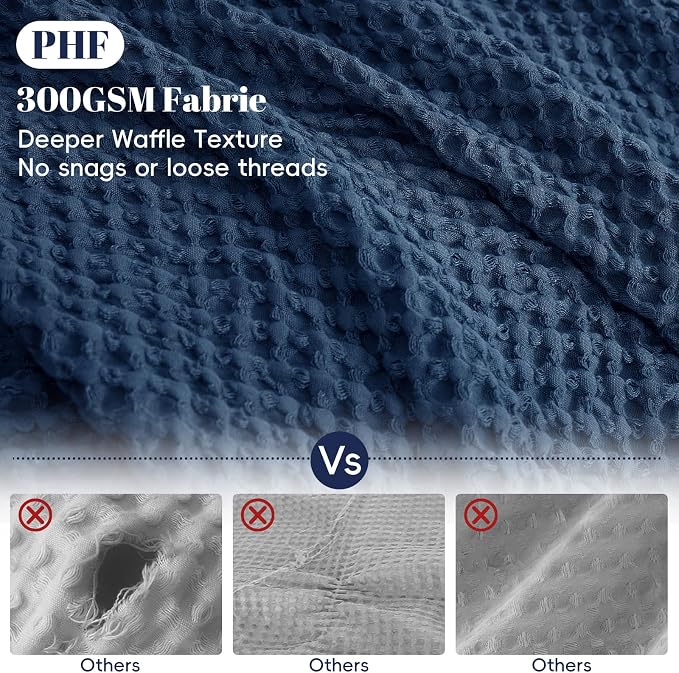 PHF Waffle Weave Duvet Cover Set King Size, No Snagging Ultra Soft Luxury - Image 3