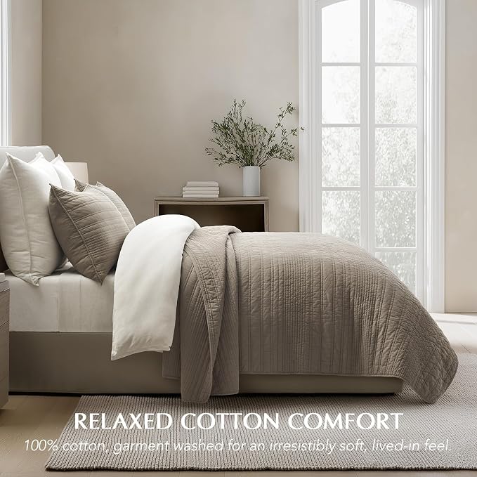 EVERGRACEHOME 100% Cotton Modern Lines Quilt Set King Size, Pre-Washed Soft - Image 2