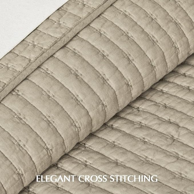 EVERGRACE Cross Stitch Pre-Washed Cotton Quilt Bedding Set King Size, Oversized - Image 3