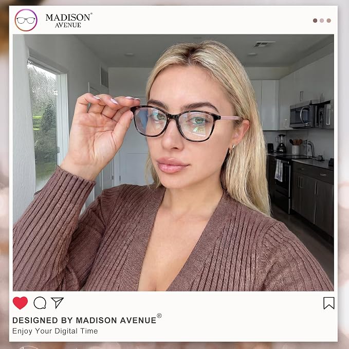 Madison Avenue Blue Light Blocking Glasses Anti Eyestrain UV Glare Blue Light - Image 2