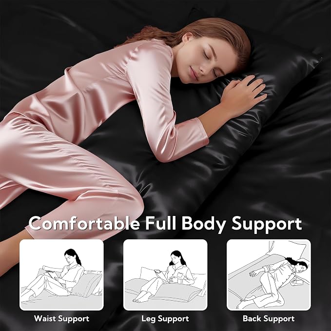 MR&HM Satin Body Pillow Cover, Soft and Breathable Body Pillow Case - Image 5