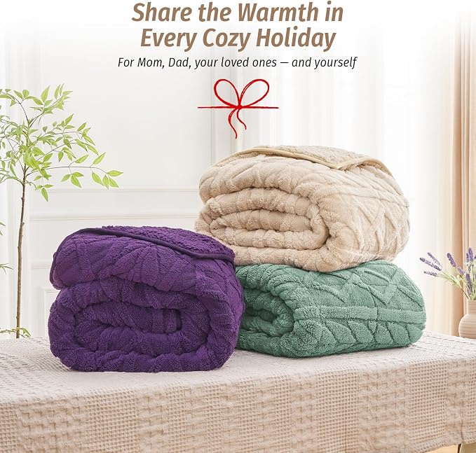 Wemore Jacquard Fleece Weighted Blanket Queen Size 60" x 80" 15lbs, Ultra Soft - Image 6