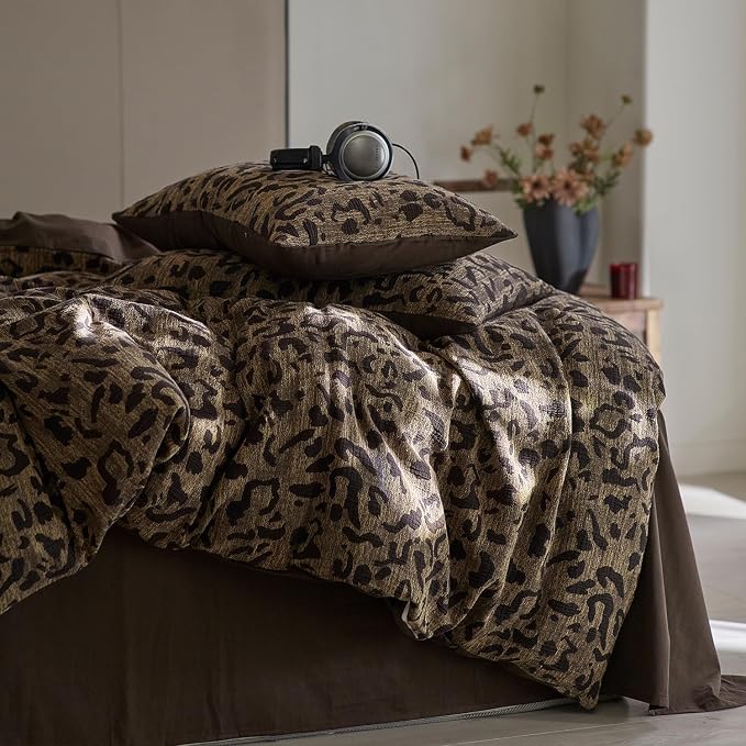 mixinni Leopard Duvet Cover Full Size Yarn-Dyed Leopard Print Jacquard Cotton - Image 5