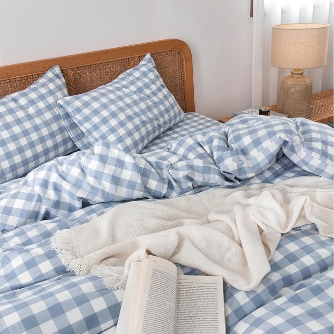 BESTOUCH Duvet Cover Set 100% Washed Cotton Linen Feel Super Soft Comfortable - Image 2