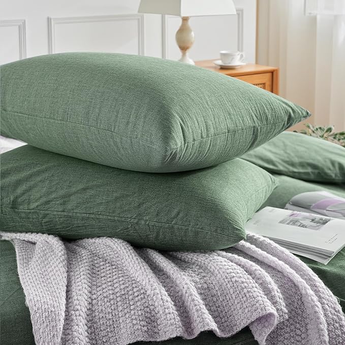 NEXHOME PRO Duvet Cover Full 100% Washed Cotton, Organic Natural Linen Like - Image 5