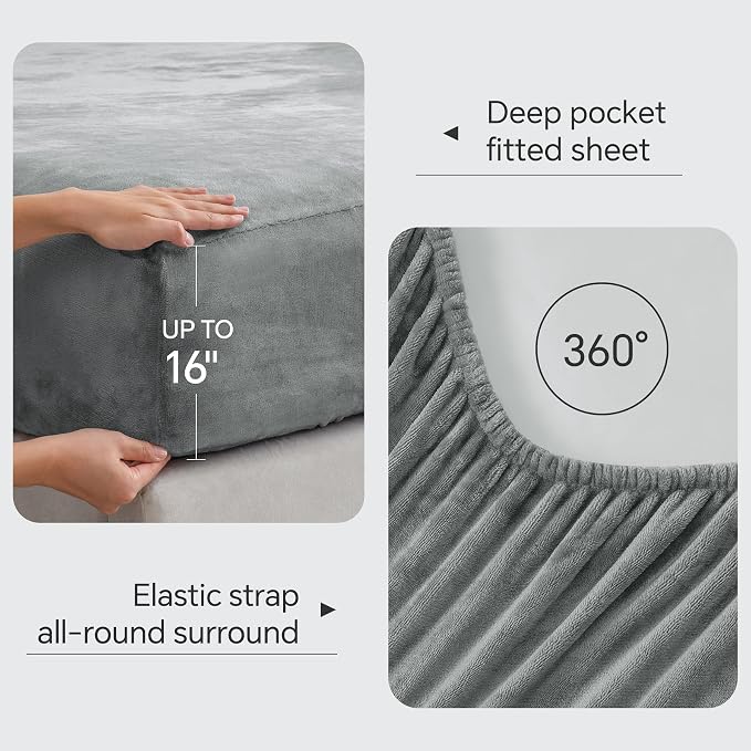 BEDELITE Fleece Sheets Queen Size Bed Set, Super Soft and Warm Fuzzy Plush - Image 4