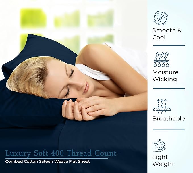 Royale Linen 400 Thread Count 100% American Grown Cotton Flat Sheet - Image 5