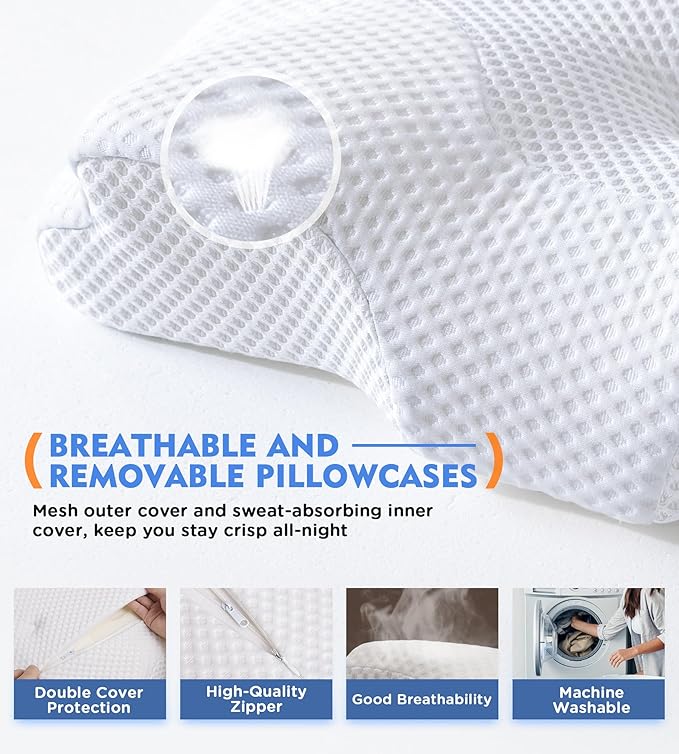Osteo Cervical Pillow for Neck Pain Relief, Hollow Design Odorless Memory Foam - Image 6