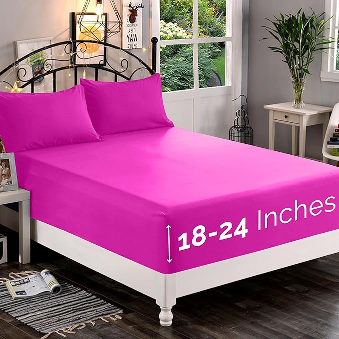 Elegant Comfort 1500 Premium Quality Fitted Sheet Ultra Soft 18-24 Inch Extra by ELEGANTCOMFORT