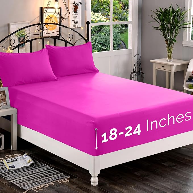 Elegant Comfort 1500 Premium Quality Fitted Sheet Ultra Soft 18-24 Inch Extra by ELEGANTCOMFORT