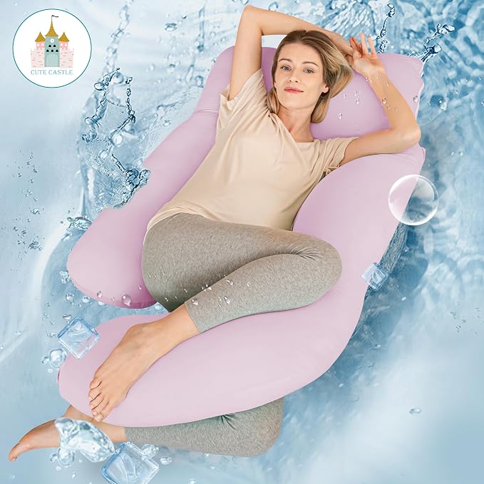 Cute Castle Cooling Cover Pregnancy Pillows, Soft U-Shape Maternity Pillow - Image 2