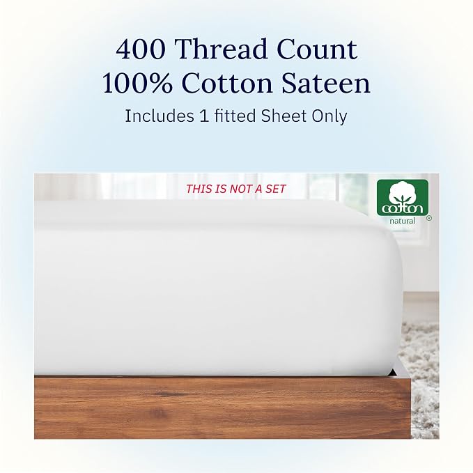 California Design Den Fitted Sheet Queen Size, Deep Pocket Soft 400 Thread - Image 4
