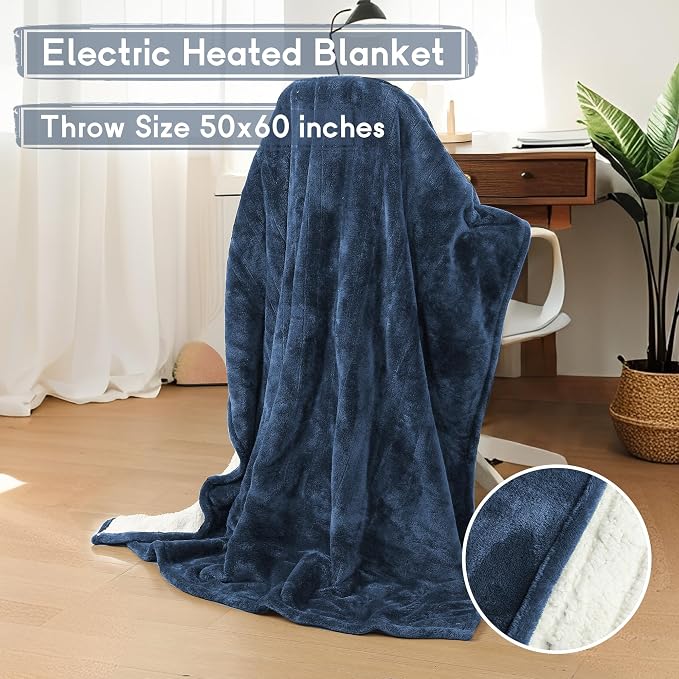 Heated Blanket Electric Throw Size 50''x60'' - Image 2