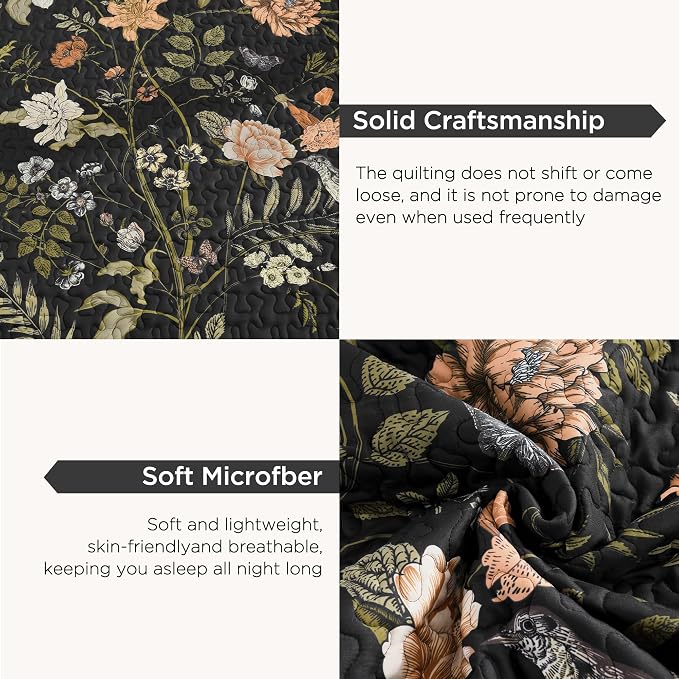 Litanika Floral Black Quilt California King Size - Image 6
