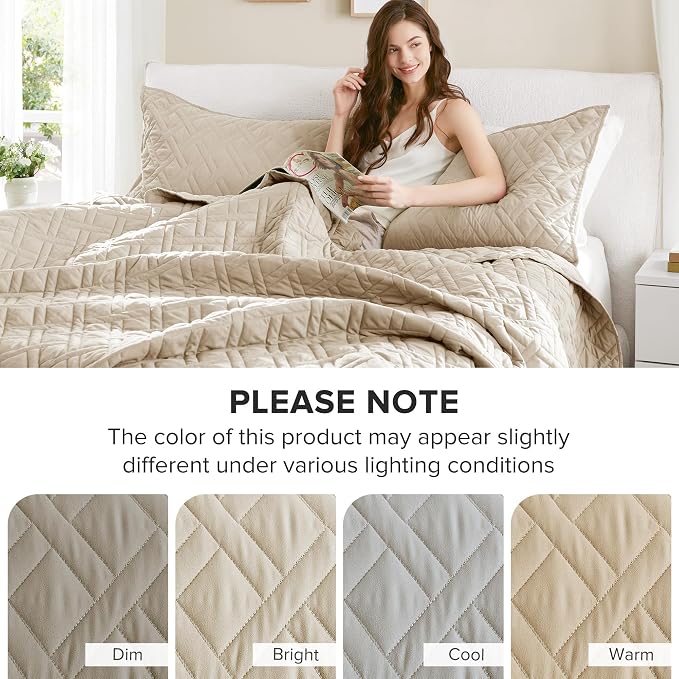 Comfort Spaces Queen Quilt Set Modern Reversible Diamond Coverlet Queen Bedding - Image 8