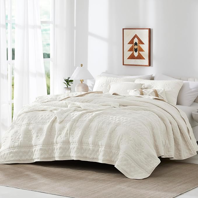 WDCOZY Boho Ivory Twin Quit Size Bedding Sets - Image 2