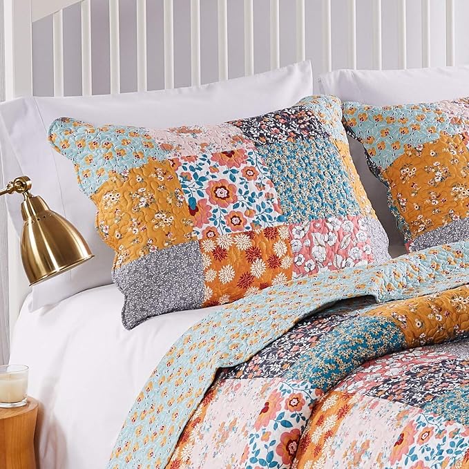 Greenland Home Carlie Modern Floral Reversible Quilt Set, 3-Piece King - Image 6