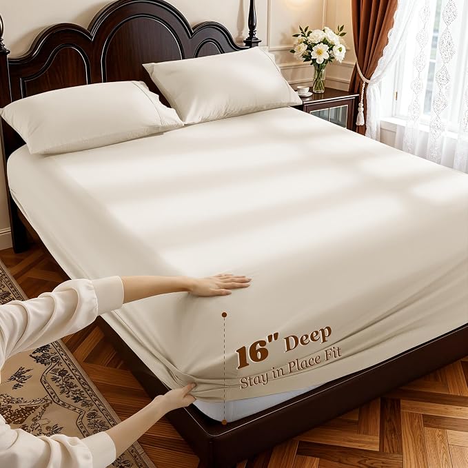 LBRO2M 1000 Thread Count 100% Egyptian Cotton Sheets Set King Size, 4 Piece - Image 4