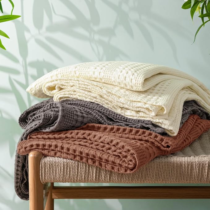 PHF Cooling Waffle Blanket Queen Size, Lightweight 60% Rayon from Bamboo & 40% - Image 6