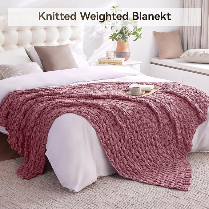 Knitted Weighted Blanket Kids, No Beads Heavy Blanket 40” x 60'' 7lbs, - Image 6