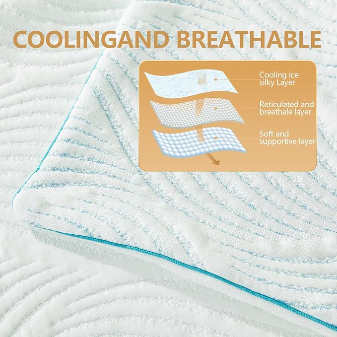 Pillows Queen Size Set of 2 Cooling Memory Foam Pillows - Image 7