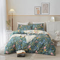 PinkMemory Green and White Floral Duvet Cover King 100% Cotton Reversible Green by PinkMemory