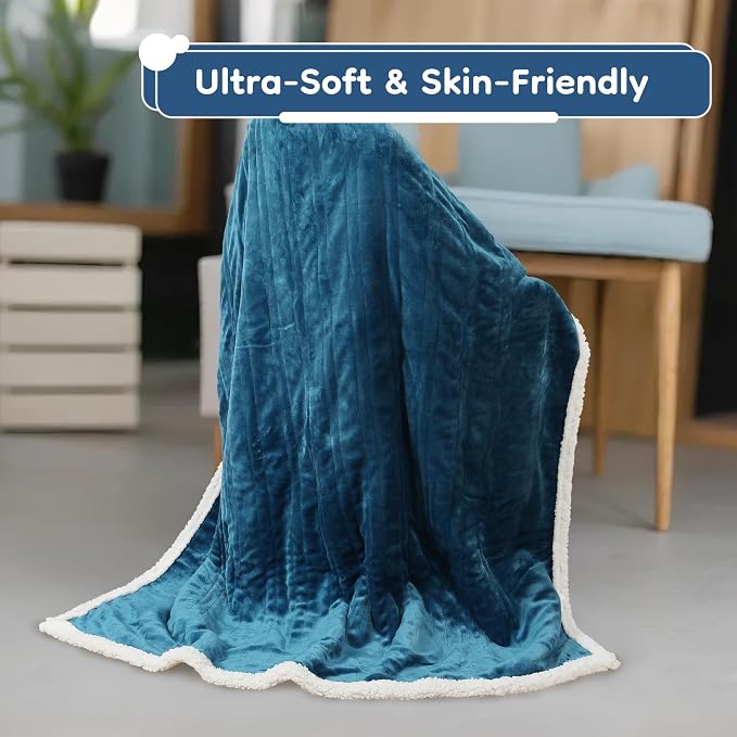 LaffyLo Heated Throw Blanket 50 x 60, Fast Heating Electric Blanket, Dual-Sided - Image 3