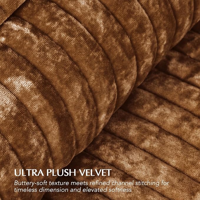 EVERGRACE Velvet Quilt Set Queen Size, Luxurious Soft Striped Channel Bedding - Image 5