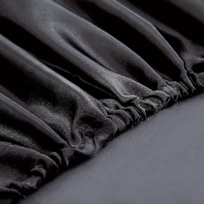 Homiest Black Satin Fitted Twin XL Size Deep Pocket Luxury & Ultra Soft Bedding - Image 4