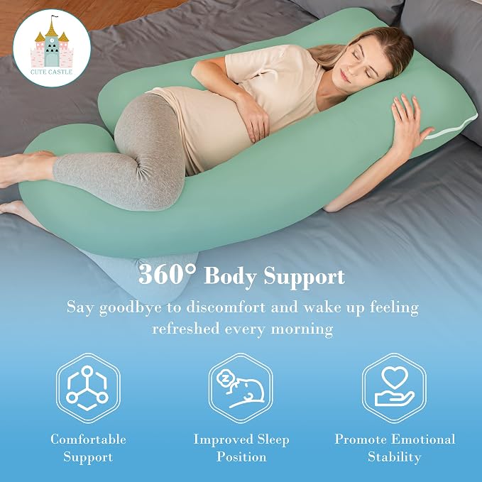 Cute Castle Cooling Cover Pregnancy Pillows, Soft U-Shape Maternity Pillow - Image 5