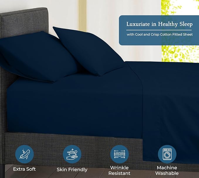 Royale Linens 400 Thread Count 100% American Grown Cotton Fitted Sheet Full Size - Image 3