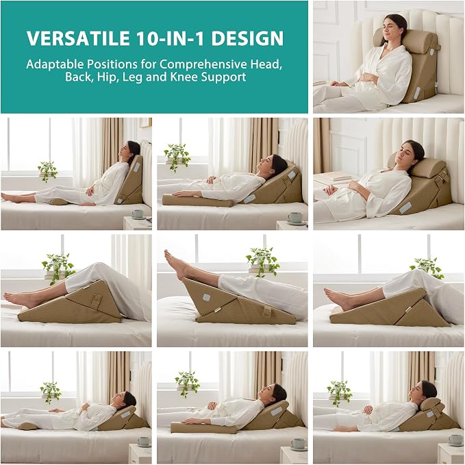 Bedluxe 3Pcs Orthopedic Bed Wedge Pillow Set, Foam Wedge Pillow Post Surgery - Image 2