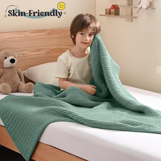 Guohaoi Knitted Weighted Blanket Kids No Beads Cooling Heavy Blanket, Home - Image 2