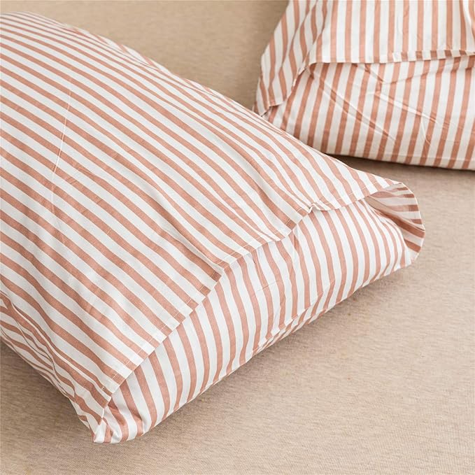 JELLYMONI 100% Natural Cotton 2pcs Striped Duvet Cover Sets, - Image 8