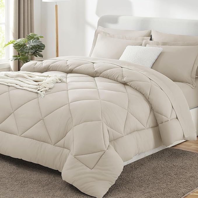 CozyLux King Size Comforter Set Beige by CozyLux