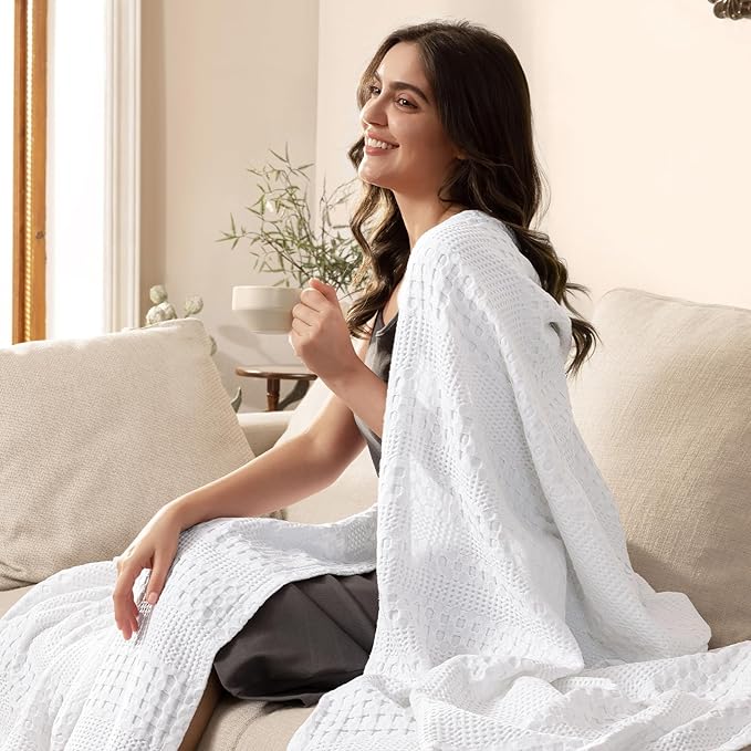 PHF Cooling Waffle Blanket Queen Size, Lightweight 60% Rayon from Bamboo & 40% - Image 7