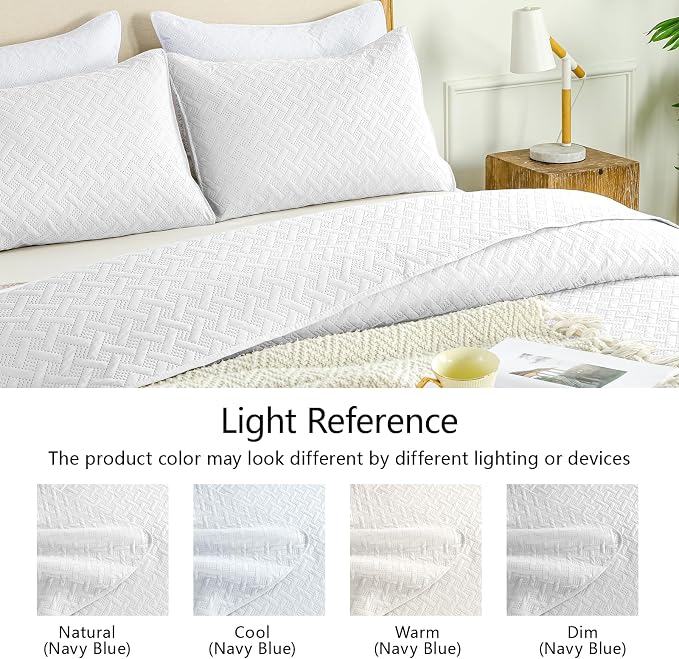 FLYMME White Twin Quilt Bedding Set Thin Lightweight Bedspreads, Modern Style - Image 5