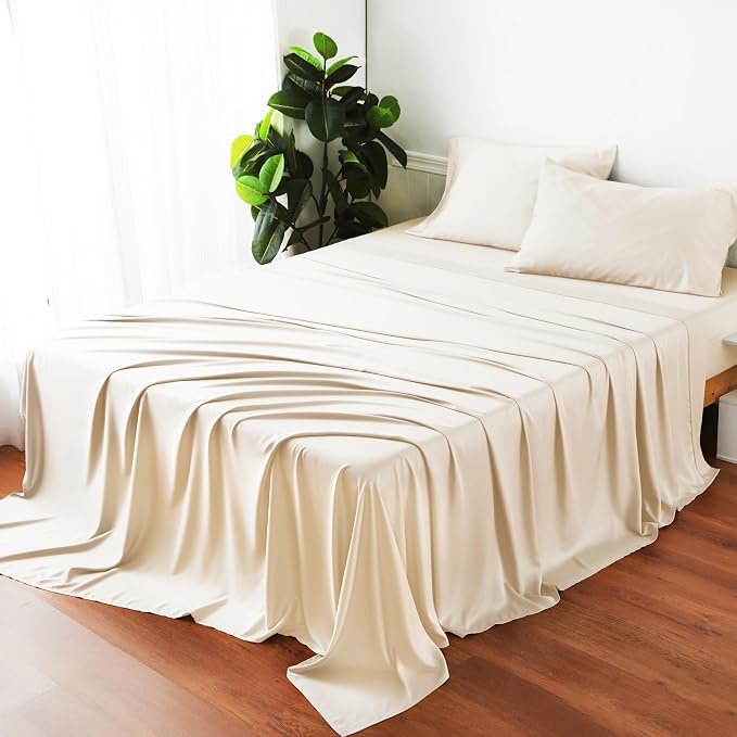 Bamboo Viscose Flat Sheets Only, 400 Thread Count Sateen Weave Queen Size Flat - Image 7