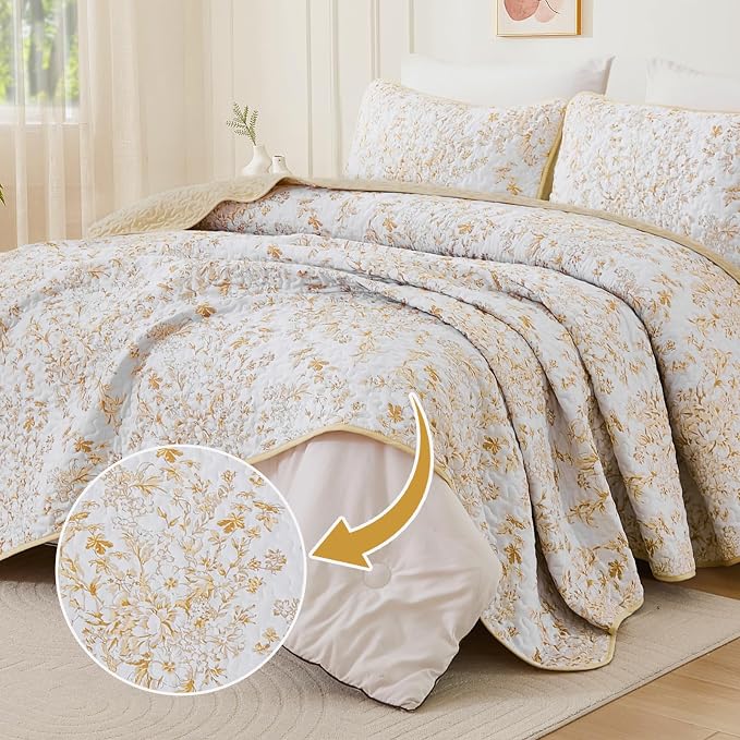 WONGS BEDDING Quilt King Size, Botanical Quilt - Image 2