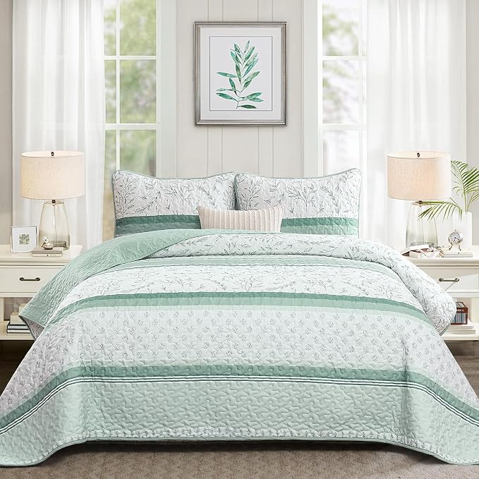 Quilt Set King Size, 3 Piece Soft Lightweight Microfiber Quilt Bedding Set by HOME
