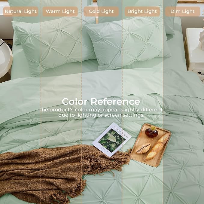 Sasttie King Size Comforter Set, 7-Piece Bed in a Bag, Pintuck Bedding Sets - Image 8