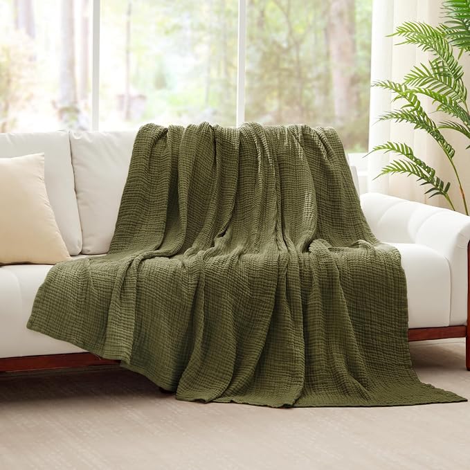 100% Cotton Muslin Blanket 40" x 40", Breathable and Lightweight Cotton Throw - Image 6