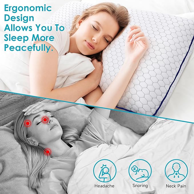 CushyOasis Memory Foam Pillows for Side, Back and Stomach Sleepers, Bed Pillow - Image 5