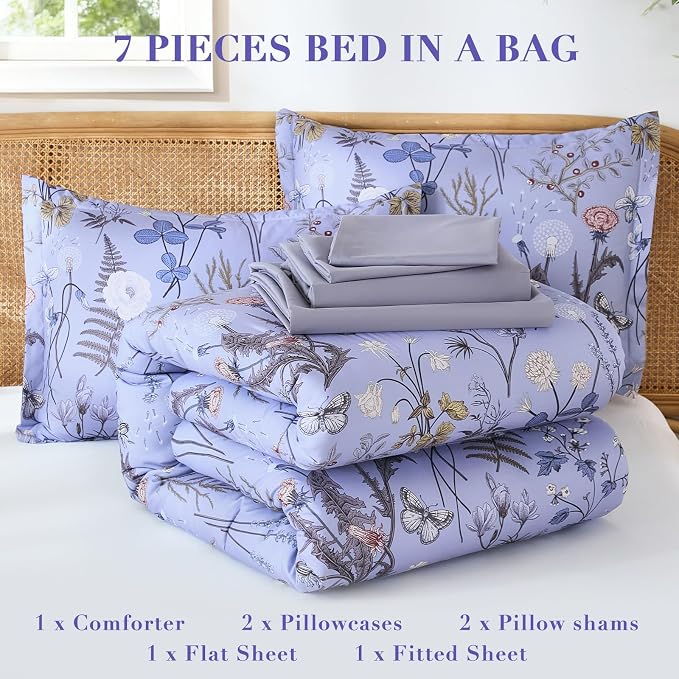 Yiran Queen Comforter Set 7 Piece, Bed in a Bag Queen Size - Image 6