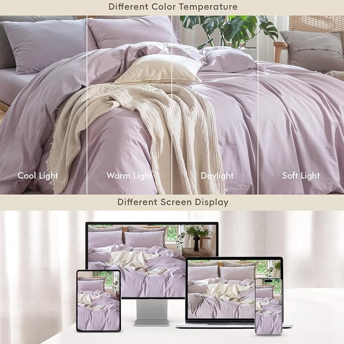 MooMee Bedding Duvet Cover Set 100% Washed Cotton Linen Like Textured - Image 6